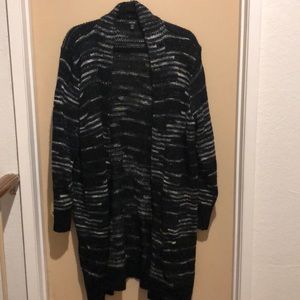 Long knit open cardigan